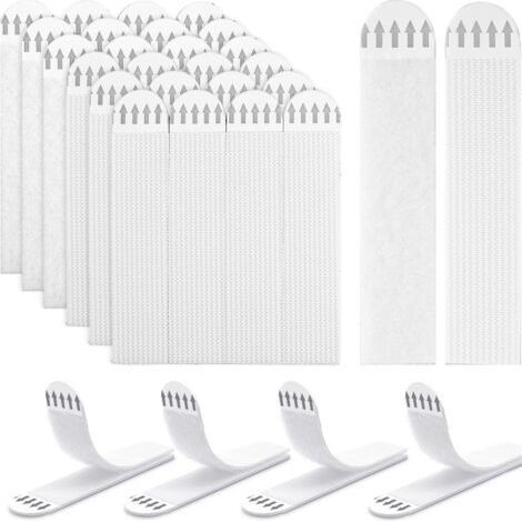 Velcro auto-adhésif double face - 48 paires de bandes pour accrocher des tableaux - Adhésif puissant - Velcro large et étroit - Blanc-AquaForge (1/5)