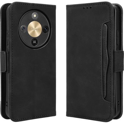 Funda tipo libro para Honor Magic 8 Lite, con ranura para tarjeta, color negro. (1/5)