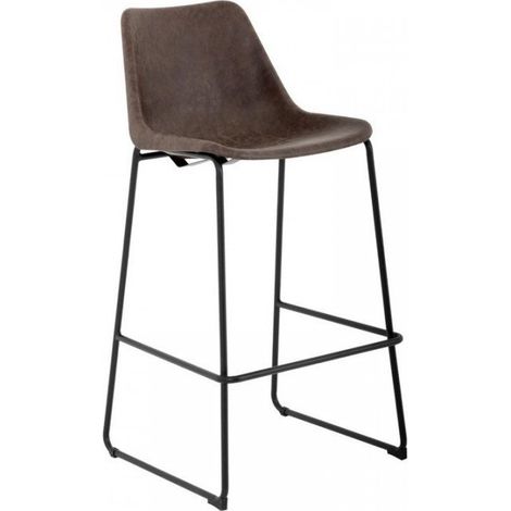 Tabouret haut assise (H)1060 mm, en acier poudré, polyuréthane marron moska, RODÉO (1/5)