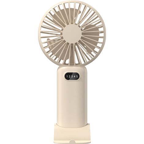 Ventilador portátil - cinco velocidades ajustables - nivel de ruido inferior a 36 decibelios - dimensiones: 19 x 10 x 3,7cm - Material HIPS - beige (1/5)