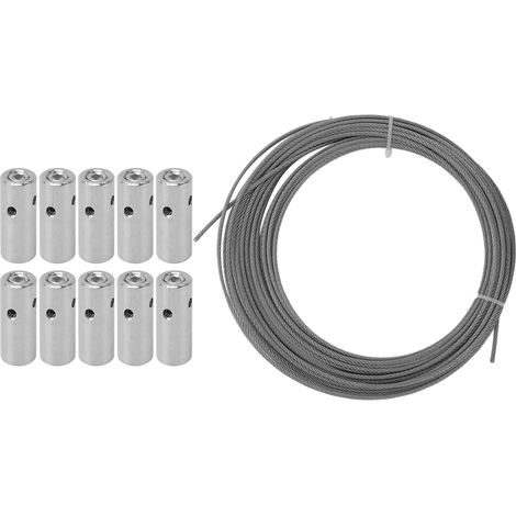 Tuteur en fil pour plantes grimpantes extérieur, système kit avec attaches inox, treillis mural vert, pince croisée et câble, lot de 10 boucles inox et vis + 12M de fil (1/5)