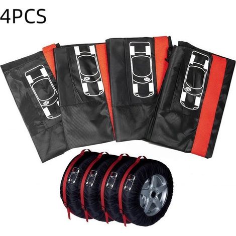 Juego de 4 piezas: juego de bolsas negras para neumáticos de 80 cm con asas para el almacenamiento y la protección de neumáticos de 17 a 21 pulgadas. (1/5)