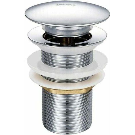 Bonde de Lavabo Pop-up sans Trop-Plein en Laiton Chromé G 1-1/4, Équipée d'un Système d'Ouverture et de Fermeture Facile à Bouton-Poussoir. (1/4)