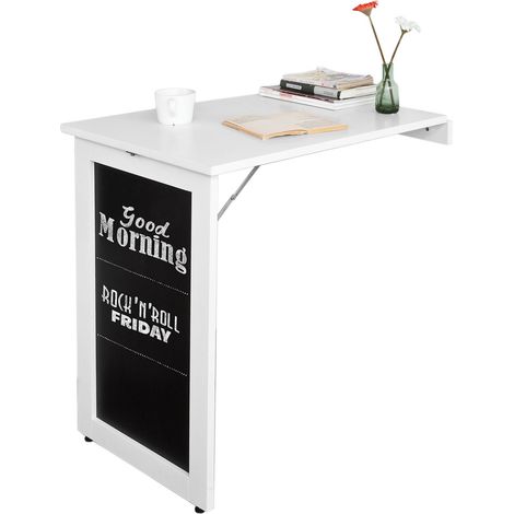 Escritorios de Ordenador,Mesa Plegable de Pared con Pizarra Frontal,Blanco FWT20-W SoBuy ES (1/5)