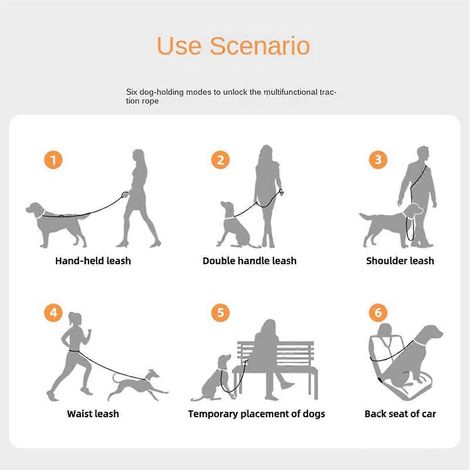 Laisse anti-explosion pour chien, laisse bandoulière ceinture, mains libres, bleu et rose dégradé (1/4)