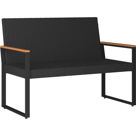 Maison Exclusive - Bank Outdoor Schwarz und Türkis 107 x 61 x 80 (1/5)
