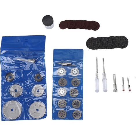Coffret de disques à tronçonner, lames de scie circulaire HSS, disques en résine, tournevis pour outils rotatifs