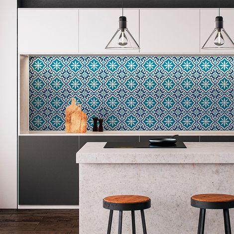 Sticker Mural Carrelage adhésif Cuisine Salle de Bain - 24 STICKERS CARRELAGES AZULEJOS EPOLIA - 24stickers10x10cm (1/5)