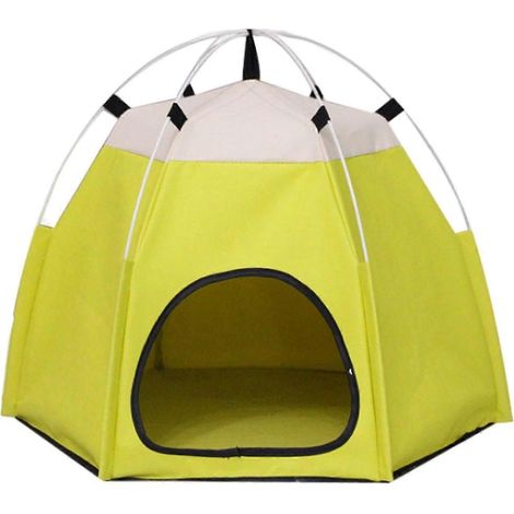 Nid pour chat, tente amovible faite main, couchage pour chat et petit chien, idéal pour le camping, pour chatons et chiots. Centre d'activités.-Yellow