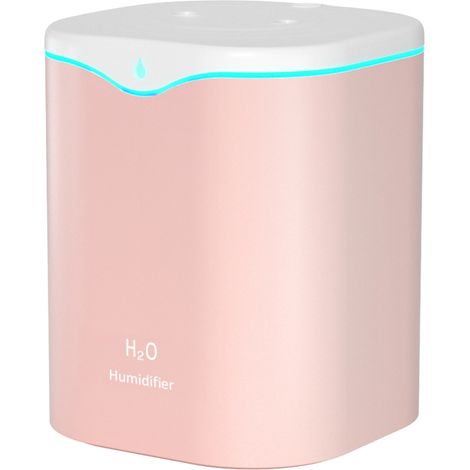 Umidificatore da tavolo portatile da 2 litri con doppio getto, luce LED, nebulizzazione fredda e spegnimento automatico. Ideale per camere da letto, case o camerette per bambini.