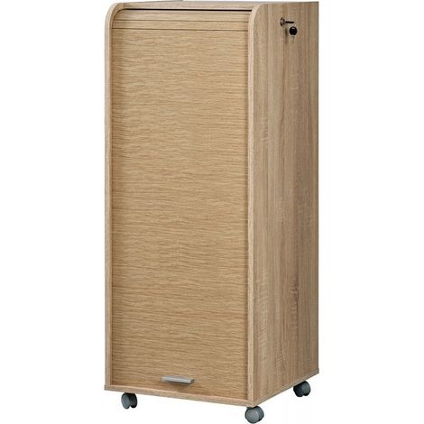 Grand caisson à rideau 3 tiroirs bois clair Orga 108cm (1/3)