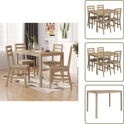 The Living Store Ensemble de salle à manger 5 pcs Bois d'acacia solide - Bois d'acacia (1/5)