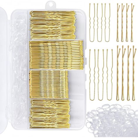 300 Pieces Women's Hair Pins, U Pins (Gold) Invisible Hair Accessories, Metal Bun Clips, Hair Clips, Storage Box Included (1/5)