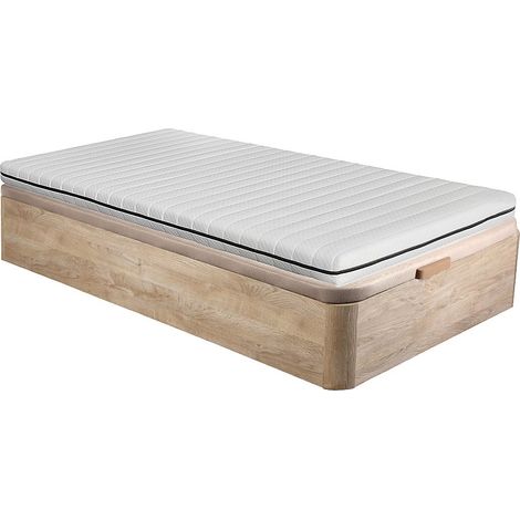 Ensemble 90 x 190 cm sommier coffre naturel clair + matelas mousse déhoussable ép.10cm - NASUS de YSMÉE