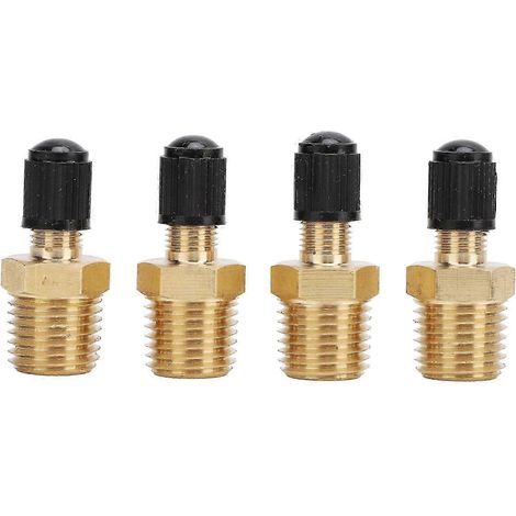 Lot de 4 vannes de réservoir, filetage mâle NPT 1/4", pression standard 200 PSI, noyau en laiton avec bouchons d'étanchéité pour réparation automobile. (1/5)