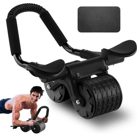 Nouveau Roue abdominale avec support de coude, Ab Wheel roue abdominale à rebond automatique, Ab Roller entraînement des abdominaux pour la salle de sport à domicile, Roue pour abdominaux(coussin bleu (1/5)