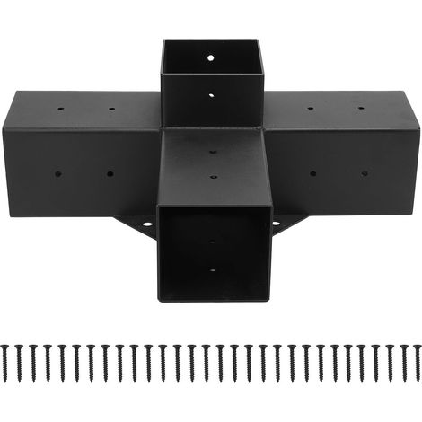 Support de tonnelle galvanisé avec revêtement en poudre, poteau entièrement soudé pour pergola en bois à 4 voies