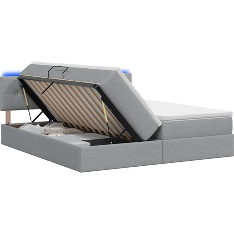 Maison Exclusive - Letto con contenitore LED e materasso Grigio Chiaro (1/5)