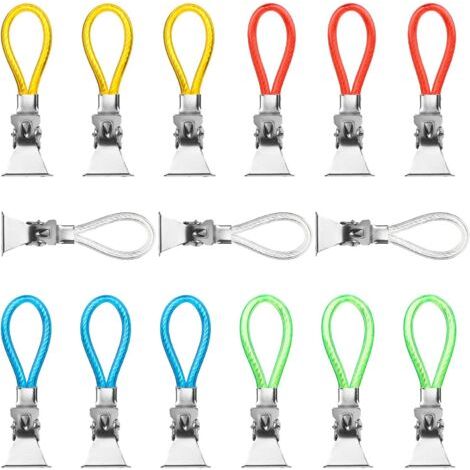(5 Farben) 15er Pack Geschirrtuchhalter, Küchentuchhalter, Geschirrtuchklemme mit Haken, Handtuchklemme aus Metall, Handtuchbefestigung, Küchentuchbefestigung, ausziehbarer Geschirrtuchhalter