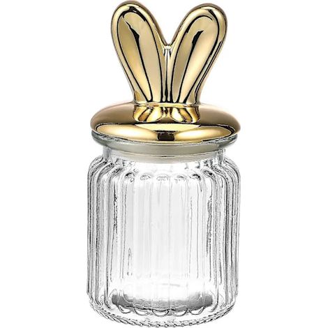 Boîte de rangement en verre avec couvercle, transparente, couleur or, pour les en-cas, pour l'organisation de la maison dans la cuisine et sur le plan de travail.-AquaForge (1/4)