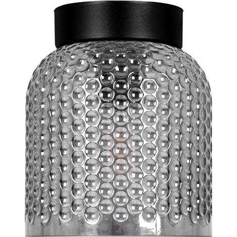 Plafonnier INGA Kaja noir graphite verre texturé 1xE27 15W (1/4)