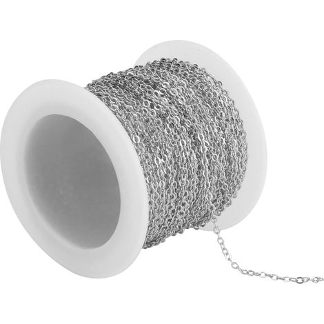 DIY Jewelry Accessories 10meters Cross O Flat Chain Spool Bulk for Bracelet Necklace ExtenderSilver 2.2x1.8x0.3mm (1/5)