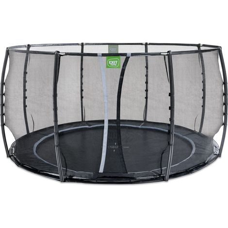 Trampoline enterré au niveau du sol EXIT Dynamic ø427cm avec filet de sécurité - noir (1/5)