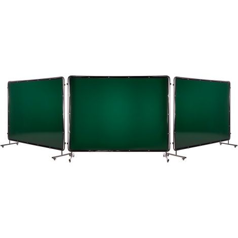 Cortina de Soldadura con Marco, 3 Paneles, 1740 x 2340 mm, de Vinilo Ignífugo con 12 Ruedas Giratorias y 6 Niveles de Protección UV para Talleres e Industrias, Verde Oscuro, con 72 Bridas (1/5)