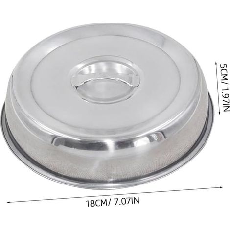 Couvercle rond en acier inoxydable pour barbecue, 18 cm - Couvercle alimentaire métallique résistant à l'huile pour la cuisson au barbecue en intérieur et en extérieur (1/5)