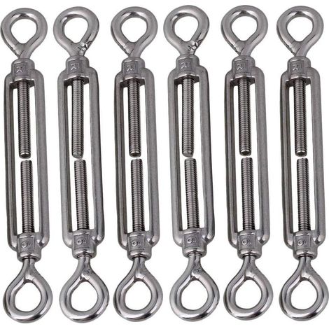 6 Pack Screw Tensioner with M6 Rings 304 Stainless Steel Strong Tension for Sun Protection Tent Installation Cable Rope Tie (1/5)