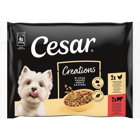 Mélange d'aliments humides César aux saveurs variées 0,4 kg 1 pièce.