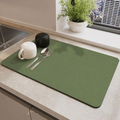 Alfombrilla escurridora para encimera de cocina, alfombrilla de goma altamente absorbente y resistente a las manchas (verde, 40 cm x 60 cm) (1/5)