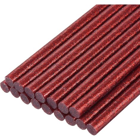 16 bâtons de colle pleine taille pour pistolet à colle 7mm x 200mm, petits bâtons de colle pour pistolet, rouge pailleté (1/5)