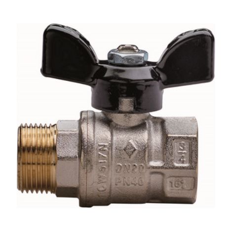 VALVOLA A SFERA A PASSAGGIO TOTALE FILETTATURA MF CON FARFALLA 1" DN 25 PN 40 RB