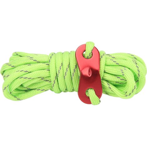 Reflektierendes und windbeständiges Campingseil, 4 mm, fluoreszierend grün, für Zelt oder Markise. (1/5)