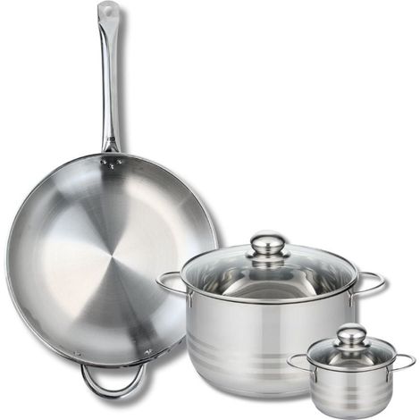 Ensemble de 1 Poêle de cuisson 32 cm et 2 faitouts 12 et 24 cm Elo Profi Brillant (1/5)