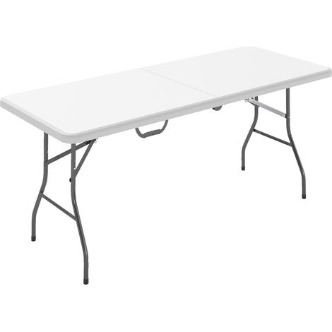 Klapptisch, Faltbarer Campingtisch, Metall, Kunststoff, Picknicktisch, Weiß