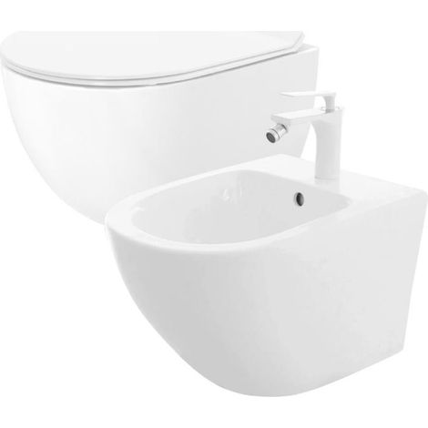 SET WC VASO + BIDET CARTER BIANCO SOSPESO (1/5)