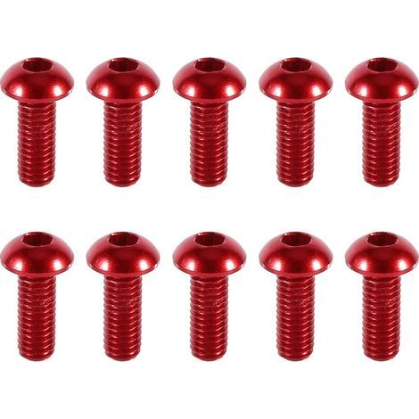 Vis Coloré Bouton Ronde Socket Cap 10 pcs M3 6-10mm Vis En Alliage D'aluminium Métrique Hex Socket Cap Vis (8mm-Rouge). (1/4)