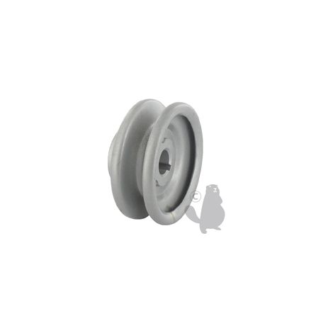 Polea de bloqueo con garganta trapezoidal de acero. Diámetro exterior: 63,50 mm, diámetro interior: 12,70 mm.