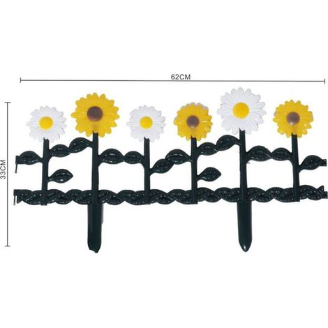 TrAdE Shop Traesio - Recinzione Per Giardino Steccato Forma Fiore In Plastica Arredo Giardino 33x62cm - (1/2)
