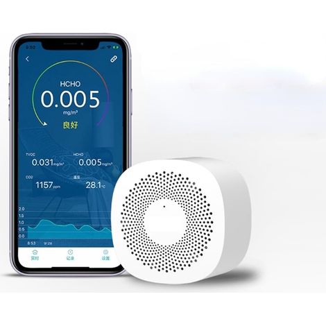 Compteur de particules de poussière professionnel, CO2 mètre capteur qualité de l'air moniteur testeur téléphone APP moniteur formaldéhyde dioxyde de carbone testeur de température détecteur de gaz po (1/5)