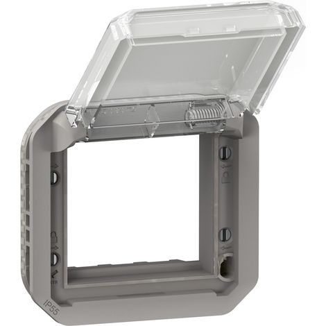 Legrand - Adaptateur Plexo pour Mosaic 2 modules à volet transparent - Gris (1/3)