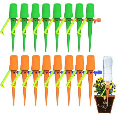 Juego de riego por goteo ajustable de 16 piezas con soporte antivuelco y válvula reguladora, ideal para regar plantas en jardines y balcones. (1/5)