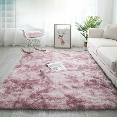 Shaggy Living Room Rug 160 x 230cm Pink Plush Soft Polypropylene Fiber Rug Non-Slip Bedroom Rug (1/5)
