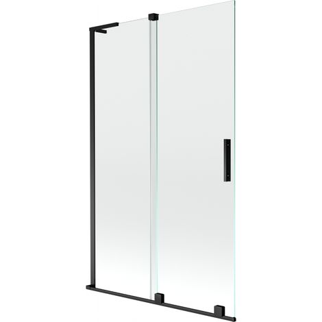 Mexen Velar L Badewannenwand 2-teilig verschiebbar 110 x 150 cm, transparent, schwarz - 896-110-003-01-70 (1/2)