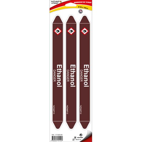 Planche de 3 marqueurs de tuyauterie 355 x 37 mm pour Ø 50 à 70 mm - Ethanol - 4701127