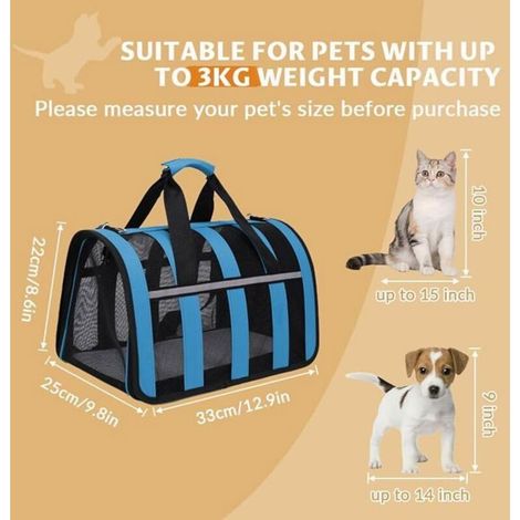 Blaue Katzentransportbox mit Matratze - Atmungsaktiv und faltbar (33x25x22 cm) (1/5)