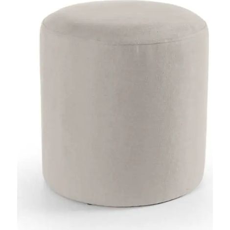 Cremefarbener Samtpouf Ø40x40 cm