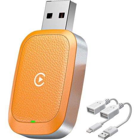 GARRYFIZH Dongle CarPlay sans fil (Orange) , Connexion stable 5.0 GHz, réponse rapide , Connexion automatique, contrôle vocal , Compatible mise à jour OTA , Accessoire auto connecté (1/5)